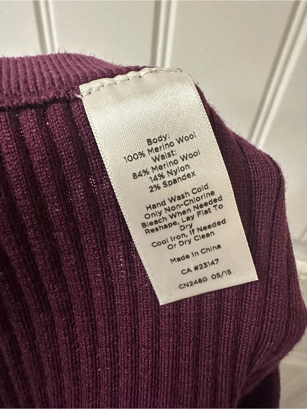 Talbots XL 100% Merino Wool Ribbed Midi Skirt Plum Burgundy NWT